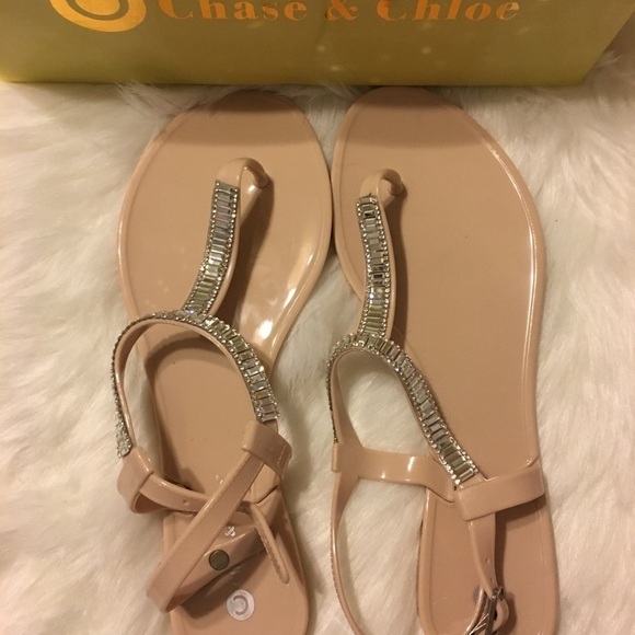 Chase & Chloe Womens Sandals Harry-1 Nude SZ 10 - Picture 2 of 6